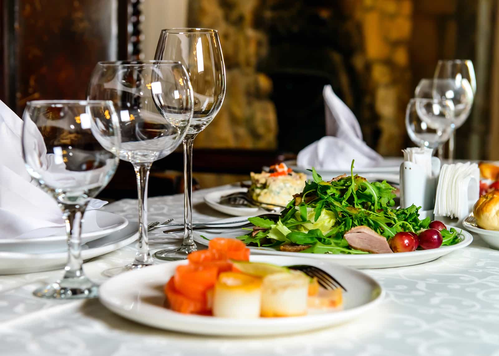 Served banquet restaurant table